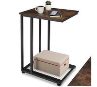 Table basse - TECTAKE - Table d'appoint ETON en bois MDF et acier en forme de C 48 x 35 x 66 cm - Bois foncé