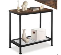 Table basse - TECTAKE - Table d'appoint FILTON en bois MDF et acier 60 x 30,5 x 60,5 cm - Bois foncé