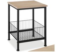 Table basse - TECTAKE - Table d'appoint GRIMSBY en bois et acier avec panier au look industriel 40 x 40 x 55,5 cm - Bois clair/Chêne