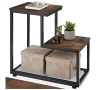 Table basse - TECTAKE - Table d'appoint HALIFAX au style industriel, en bois MDF et acier, 60,5 x 35,5 x 60,5 cm - Bois foncé