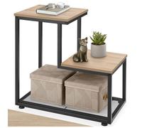 Table basse - TECTAKE - Table d'appoint HALIFAX en bois MDF et acier 60,5 x 35,5 x 60,5 cm - Bois clair/Chêne sonoma