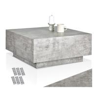 Table basse - TECTAKE - Table d'appoint LASLEY avec pieds en bois MDF sans montage, 80 x 80 x 35 cm - Aspect béton
