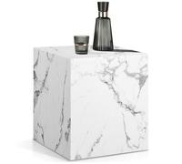 Table basse - TECTAKE - Table d'appoint LASLEY en bois MDF sans montage, 45 x 45 x 50 cm - Aspect marbre blanc