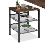 Table basse - TECTAKE - Table d'appoint LINCOLN au style industriel, en bois MDF et acier, 40,5 x 40 x 50,5 cm - Bois foncé
