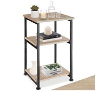 Table basse - TECTAKE - Table d'appoint MEMPHIS en acier et bois 34 x 30 x 59 cm - Bois clair/Chêne sonoma