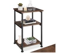 Table basse - TECTAKE - Table d'appoint MEMPHIS en acier et bois 34 x 30 x 59 cm - Bois foncé