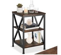 Table basse - TECTAKE - Table d'appoint NOTTINGHAM en bois MDF et acier 40,5 x 40,5 x 60,5 cm - Bois foncé