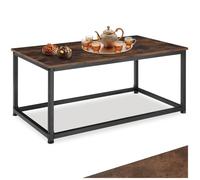 Table basse - TECTAKE - Table d'appoint rectangulaire LYNCH en bois et acier, au style industriel, 100 x 55 x 45,5 cm - Bois foncé