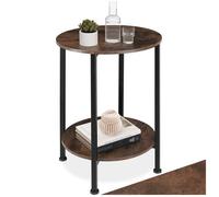 Table basse - TECTAKE - Table d'appoint ronde BALLINA au style industriel, en bois MDF et acier, Ø 45 x 64 cm - Bois foncé