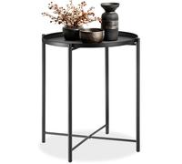 Table basse - TECTAKE - Table d'appoint ronde CHESTER en acier avec étagère amovible, structure filigrane, Ø 45,5 x 53 cm - Noir