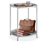 Table basse - TECTAKE - Table d'appoint ronde OXFORD avec 2 étages en acier avec pieds en plastique Ø 45 5 x 53 cm - Gris