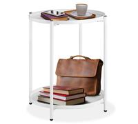 TABLE D'APPOINT - TECTAKE - Table d’appoint à 2 Niveaux OXFORD Style Industriel 455 x 455 x 53 cm 2 Plateaux Amovibles - Blanc