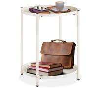 Table basse - TECTAKE - Table d'appoint ronde OXFORD avec 2 étages en acier avec pieds en plastique Ø 45,5 x 53 cm - Crème