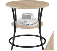 Table basse - TECTAKE - Table d'appoint SAINT LOUIS en bois et acier ronde 55 x 56 cm - Bois clair/Chêne sonoma