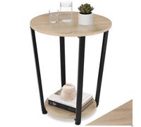 Table basse - TECTAKE - Table d'appoint SWINDON en bois MDF et acier 50 x 62,5 cm - Bois clair/Chêne sonoma