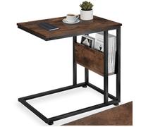 Table basse - TECTAKE - Table d'appoint WIGAN au style industriel, en bois MDF et acier, 55 x 36,5 x 60 cm - Bois foncé