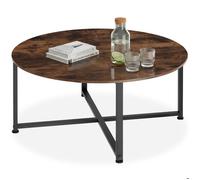 Table basse - TECTAKE - Table de salon ronde ABERDEEN en bois et acier 88,5 x 47 cm - Bois foncé