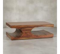 Table basse TEKO Sheesham massif 118x70x38 cm, 2 niches de rangement