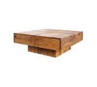 Table basse TOLB 70 cm en bois massif de Sheesham - Table basse carrée design avec pied central