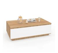 IDMarket Table basse TOMI 110 cm avec porte façon hêtre et blanc