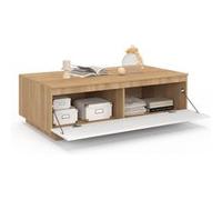 IDMarket Table basse TOMI 110 cm avec porte façon hêtre et blanc