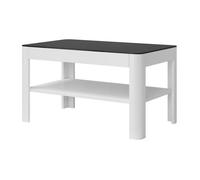 Table basse TONGA coloris blanc avec plateau en verre fumé 100 x 55 x 60 cm