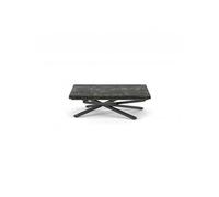 Table basse transformable SHAZAM pieds métal noir plateau finition pierre