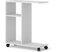 Table basse TRASCO 1 blanc organisateur sur roulettes blanc mat G