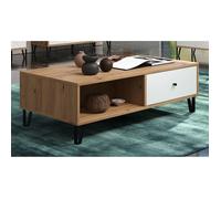 Table Basse - TREND TEAM - Chêne Artisan-Avant Blanc Mat - Carré - Contemporain - Design