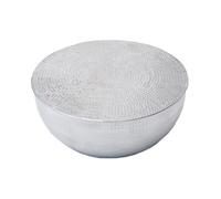 Table basse TRIANE 60 cm en aluminium argent martelé - Table basse ronde design