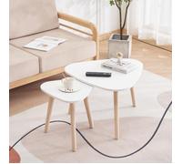 Table basse triangulaire elliptique de salon - Lot de 2 Table basse scandinave - ERROLVES - Blanc - 55*55*4540*40*40 CM