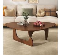 Table Basse Triangulaire en Bois d'hévéa, Style Milieu du siècle, en Noyer, pour Salon, Petite Table Ovale, Marron, Abstraite, Rustique, pour Bureau, extérieur, Patio