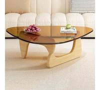 Table Basse Triangulaire irrégulière en Verre - Tables abstraites avec Base Bois Moderne du Milieu siècle Petit Centre pour Le Bureau à Domicile