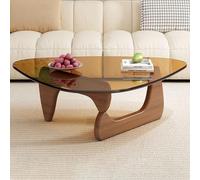 Table Basse Triangulaire irrégulière en Verre - Tables abstraites avec Base Bois Moderne du Milieu siècle Petit Centre pour Le Bureau à Domicile