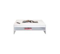 Table basse TRIGO blanc - 1 tiroir avec compartiments - 118 x 58 x 39 cm