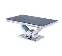 Table basse Trofy Chrome et plateau en verre 120x70 cm