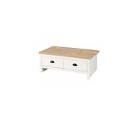 Table Basse - Urban Living - Virginia - 2 Tiroirs - Bois - Blanc - Contemporain