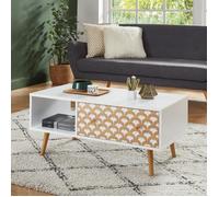 Table basse UTAH Table basse UTAH blanc et effet bois 90cm