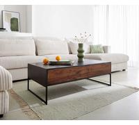 Table-basse Vaag 120 cm Sheesham Nature Manguier Noir 4 tiroirs