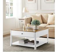 Table Basse VASAGLE - Style Marin - 2 Grands Tiroirs - 80 x 80 x 45 cm - Brou de Noix et Blanc