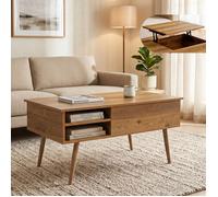 Table basse Vasdabod avec plateau relevable 96 x 59 x 50 cm effet chêne