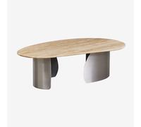 Table Basse Vayet 120x70 Cm En Travertin Et Acier Inoxydable
