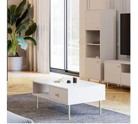 Table basse VENUS avec étagère et tiroir en coloris cachemire