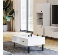 Table basse VENUS blanche avec étagère et tiroir
