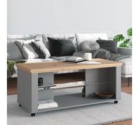 Table Basse Verre Salon D' Appoint Moderne Gris Chêne 114,5 x 50,5 Homestyle4u