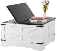 VEVOR Table basse table de salon carrée à charnière rangement 800 mm noir blanc