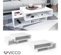 Vicco Table Basse Bari, Blanc, 105x60cm | pour le rangement et la présentation d’objets du quotidien