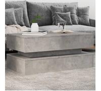 vidaXL Table basse avec lumières LED gris béton 90x50x40 cm Gris