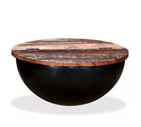 Table Basse Bois De Récupération Massif Noir Forme De Bol Noir