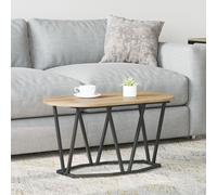 Table Basse Vidaxl En Chêne, Artisanale, 80x40x40,5 Cm En Bois D'ingénierie Et Métal